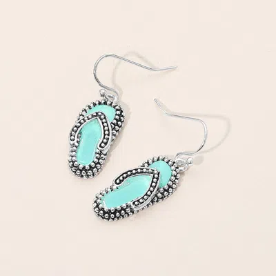 Fashnzfab Sea Glass Flip Flop Dangle Earrings 0.4" X 1.2" In Multi