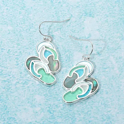 Fashnzfab Sea Glass Flip Flop Dangle Earrings In Multi