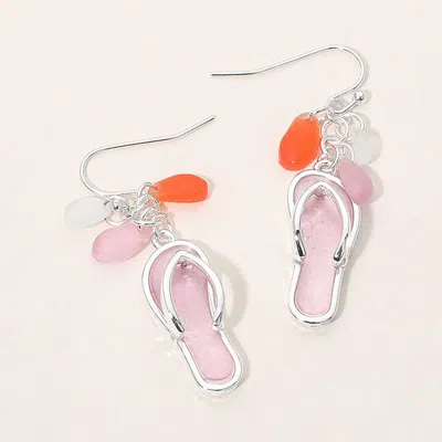 Fashnzfab Sea Glass Flip Flop Drop Dangle Earrings In Multi