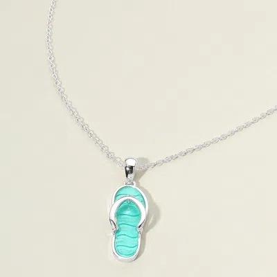 Fashnzfab Sea Glass Flip Flop Pendant Necklace In Multi
