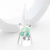 Fashnzfab Sea Glass Metal Crab Dangle Stretch Ring In Green