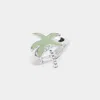 Fashnzfab Sea Glass Palm Tree Stretch Ring In Green