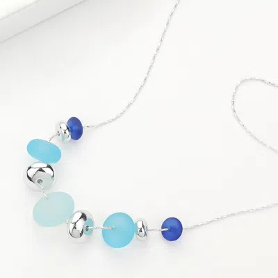 Fashnzfab Sea Glass Pebble Beaded Necklace In Gray
