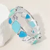 Fashnzfab Sea Glass Pebble Stretch Bracelet Blue, Silver In Multi