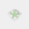 Fashnzfab Sea Glass Sand Dollar Stretch Ring - Silver, Turquoise In Brown