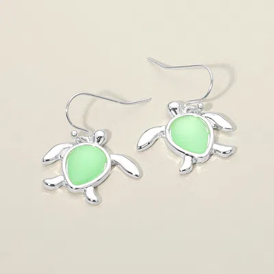 Fashnzfab Sea Glass Sea Turtle Charm Drop Dangle Earrings In Multi