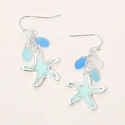 Fashnzfab Sea Glass Starfish Drop Dangle Earrings In Brown