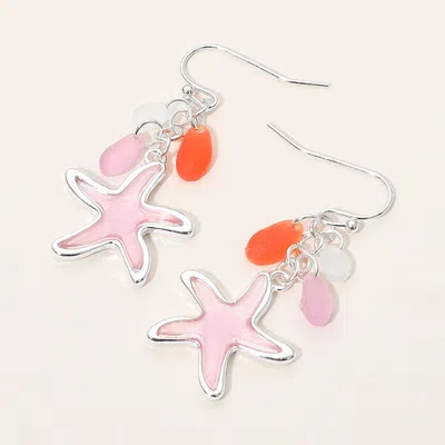 Fashnzfab Sea Glass Starfish Drop Dangle Earrings In Pink