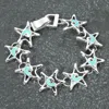 Fashnzfab Sea Glass Starfish Link Magnetic Bracelet Blue, Silver In Multi