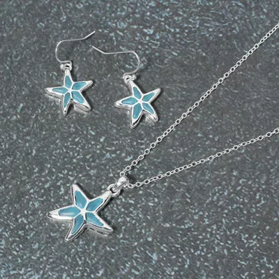 Fashnzfab Sea Glass Starfish Pendant Necklace In Multi