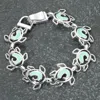 Fashnzfab Sea Glass Turtle Link Magnetic Bracelet Mint, Silver In Multi