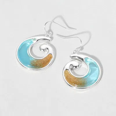 Fashnzfab Sea Glass Wave Dangle Earrings In Blue