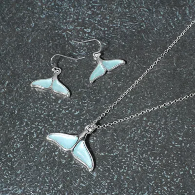 Fashnzfab Sea Glass Whale Tale Pendant Necklace In Multi