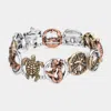 Fashnzfab Sea Life Antique Metal Pendant Link Stretch Bracelet Three Tone In Multi