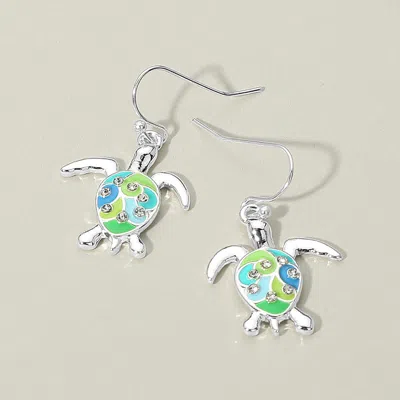 Fashnzfab Sea Turtle Charm Drop Dangle Earrings 0.75" X 1.25" In Metallic