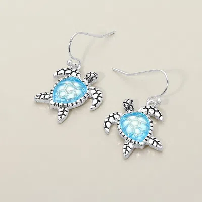 Fashnzfab Sea Turtle Charm Drop Dangle Earrings In Blue