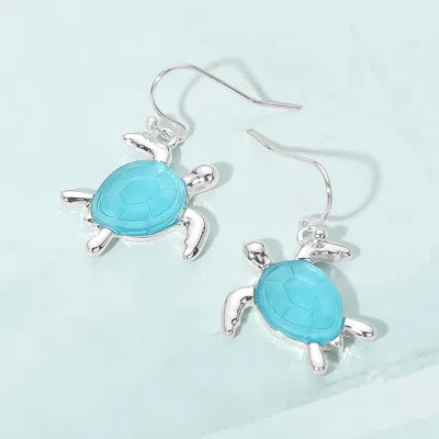 Fashnzfab Sea Turtle Charm Drop Dangle Earrings In Metallic
