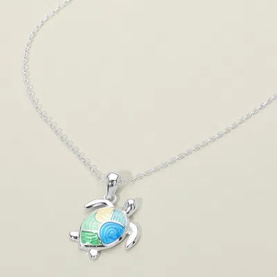 Fashnzfab Sea Turtle Charm Pendant Necklace In Metallic