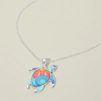 Fashnzfab Sea Turtle Charm Pendant Necklace In Pattern