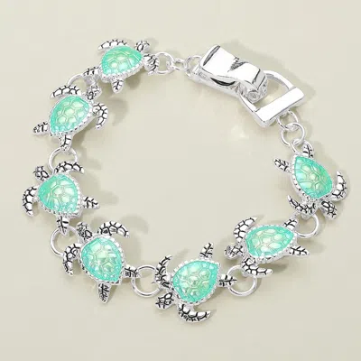 Fashnzfab Sea Turtle Link Magnetic Bracelet In Silver