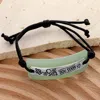Fashnzfab Sea You Soon Sea Glass Message Adjustable Pull Tie Cinch Bracelet Black In Black