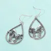 Fashnzfab Seahorse Accented Open Teardrop Dangle Earrings - Antique Silver In Silver