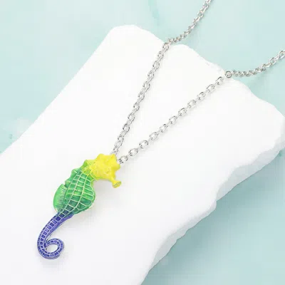 Fashnzfab Seahorse Colored Metal Pendant Necklace In Metallic