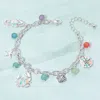Fashnzfab Seahorse Starfish Crab Sea Shell Sand Dollar Beads Charm Bracelet Antique Silver, Multi In Multi