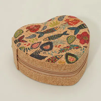 Fashnzfab Sealife Printed Heart Shaped Portable Jewelry Organizer Box