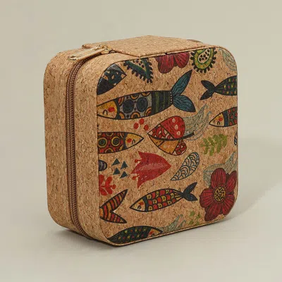 Fashnzfab Sealife Printed Square Portable Jewelry Organizer Box