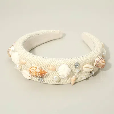 Fashnzfab Seashell Pearl Stone Embellished Headband In Multi