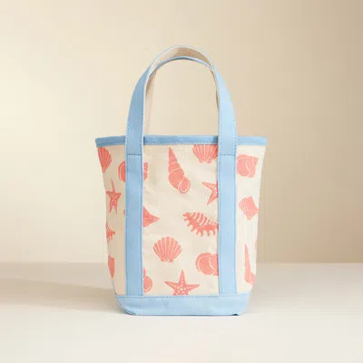 Fashnzfab Seashell Starfish Pattern Tote Bag In Blue