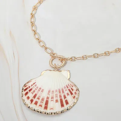Fashnzfab Seashell Toggle Charm Pendant Necklace In Gold