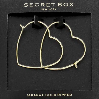 Fashnzfab Secert Box_14k Gold Dipped Heart Hoop Earrings - Gold