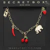 Fashnzfab Secet Box_14k Gold Dipped Cherry Elephant Chili Strawberry Lock Charm Station Paperclip Chain Neckla In Gold