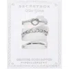 Fashnzfab Secet Box_3pcs Genuine Silver Dipped Heart Pearl Accent Stackable Fashion Ring Set - Silver In Silver