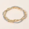 Fashnzfab Secet Box_3pcs Metal Bubble Beaded Stretch Multi Layered Bracelets In Multi