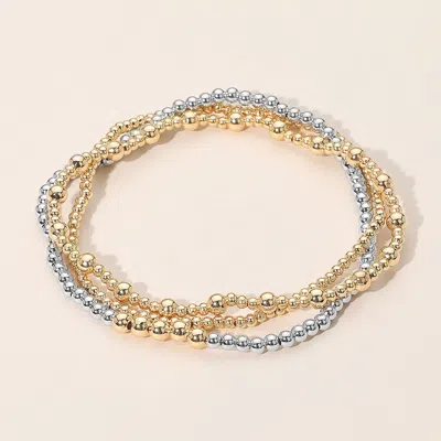 Fashnzfab Secet Box_3pcs Metal Bubble Beaded Stretch Multi Layered Bracelets