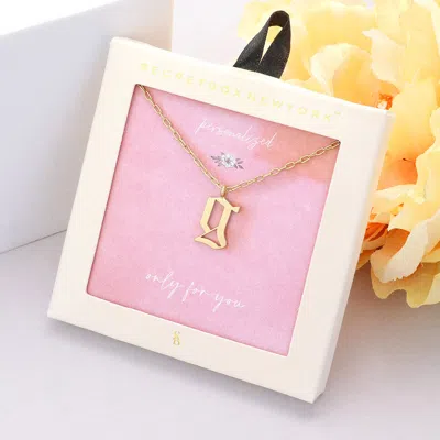 Fashnzfab Secret Box -g- Initial Monogram Metal Pendant Necklace In Blue