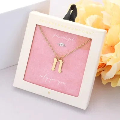 Fashnzfab Secret Box -n- Initial Monogram Metal Pendant Necklace In Gold
