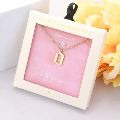 Fashnzfab Secret Box -o- Initial Monogram Metal Pendant Necklace In Gold