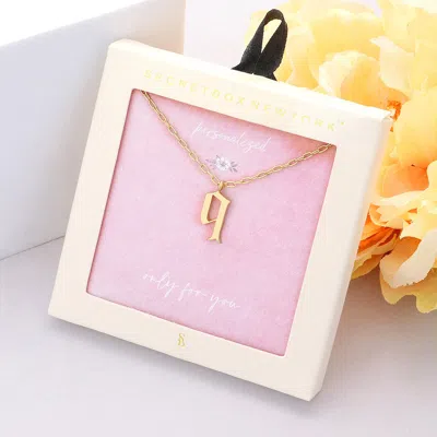 Fashnzfab Secret Box -q- Initial Monogram Metal Pendant Necklace In Gold