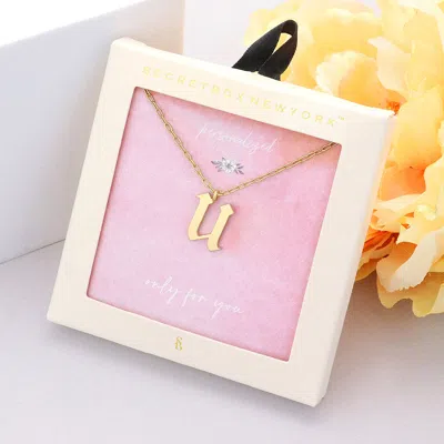 Fashnzfab Secret Box -u- Initial Monogram Metal Pendant Necklace In Multi
