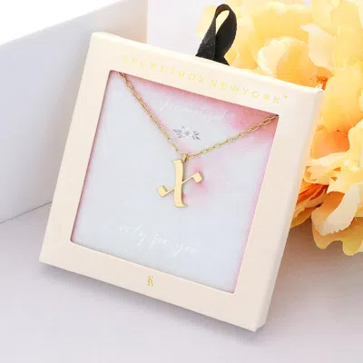Fashnzfab Secret Box -x- Initial Monogram Metal Pendant Necklace In Gold