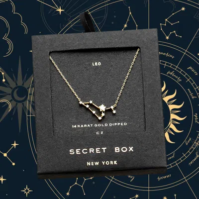 Fashnzfab Secret Box _ 14k Gold Dipped Cz Leo Zodiac Sign Pendant Necklace In Silver