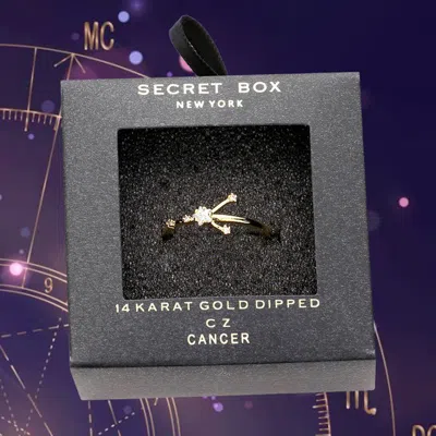 Fashnzfab Secret Box _ 14k Gold Dipped Cz Zodiac Sign Cancer Ring