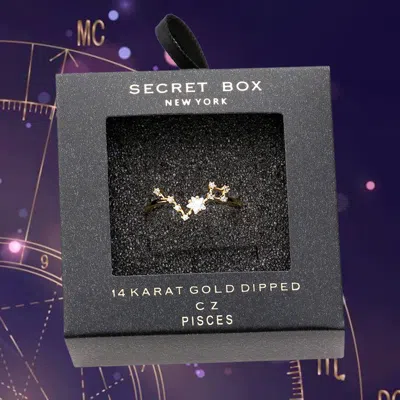 Fashnzfab Secret Box _ 14k Gold Dipped Cz Zodiac Sign Pisces Ring - Gold