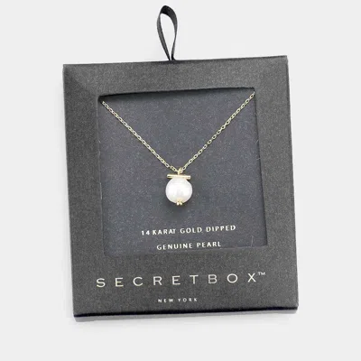 Fashnzfab Secret Box _ 14k Gold Dipped Genuine Pearl Pendant Necklace