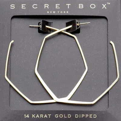 Fashnzfab Secret Box _ 14k Gold Dipped Metal Angled Hoop Earrings - Gold