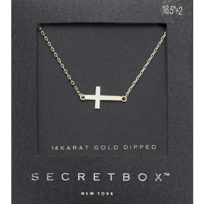 Fashnzfab Secret Box _ 14k Gold Dipped Metal Cross Pendant Necklace